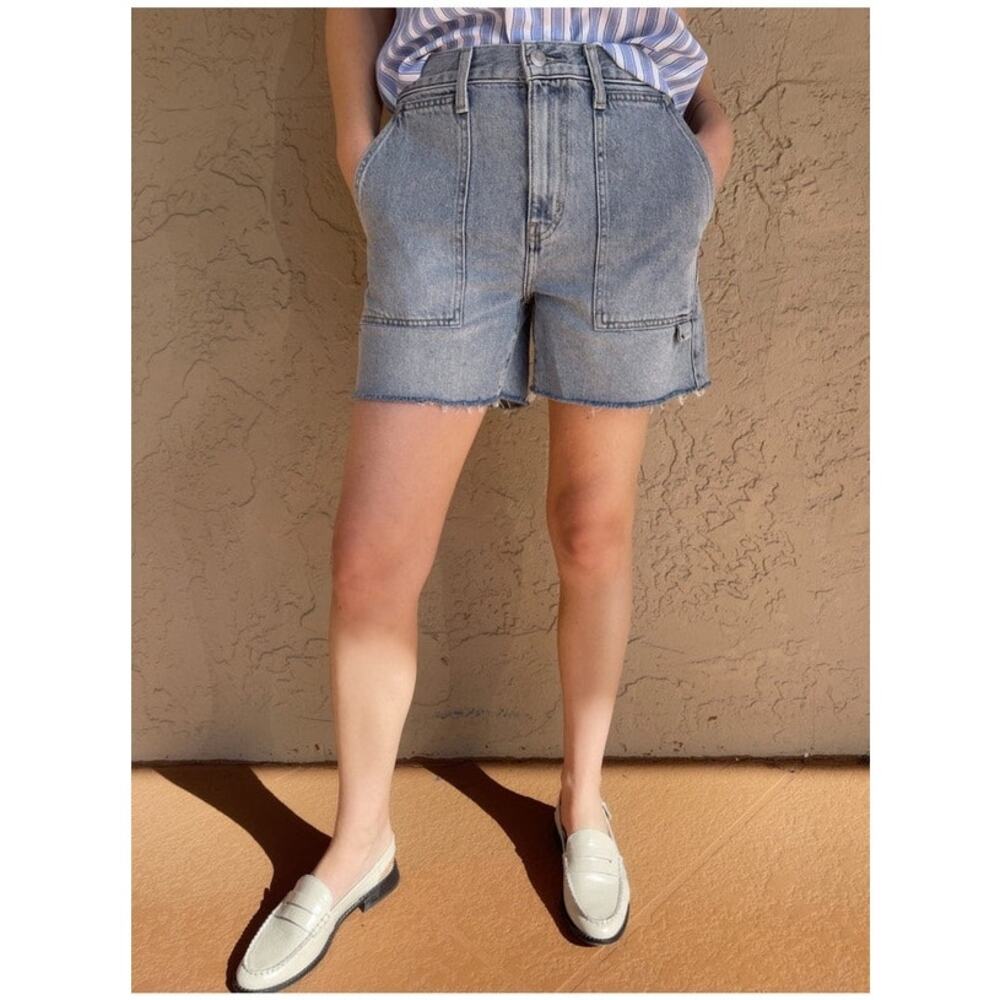 Free People Shorts Women's 25 We The Free Long Denim Cutoff High Rise